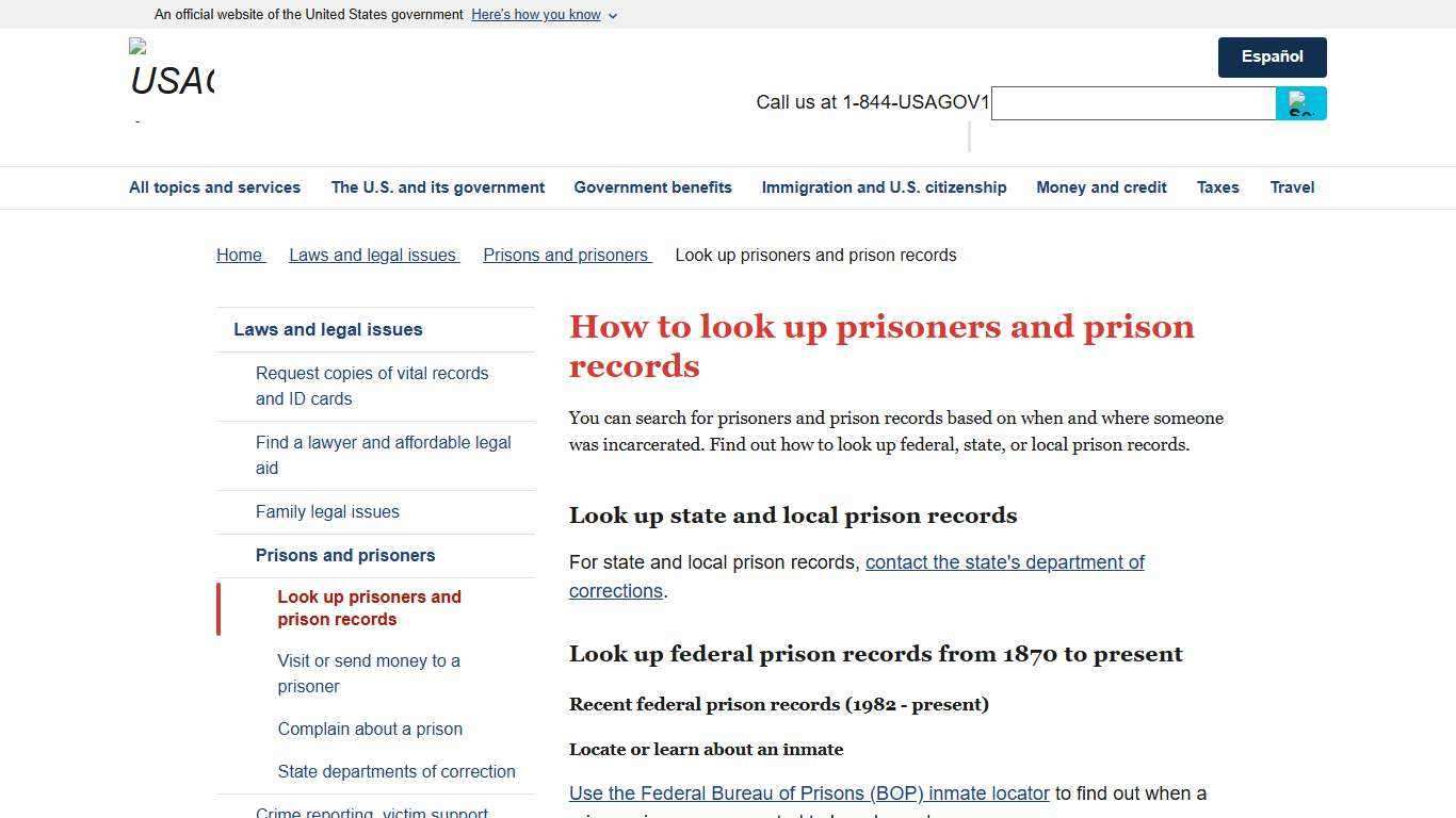 How to look up prisoners and prison records | USAGov